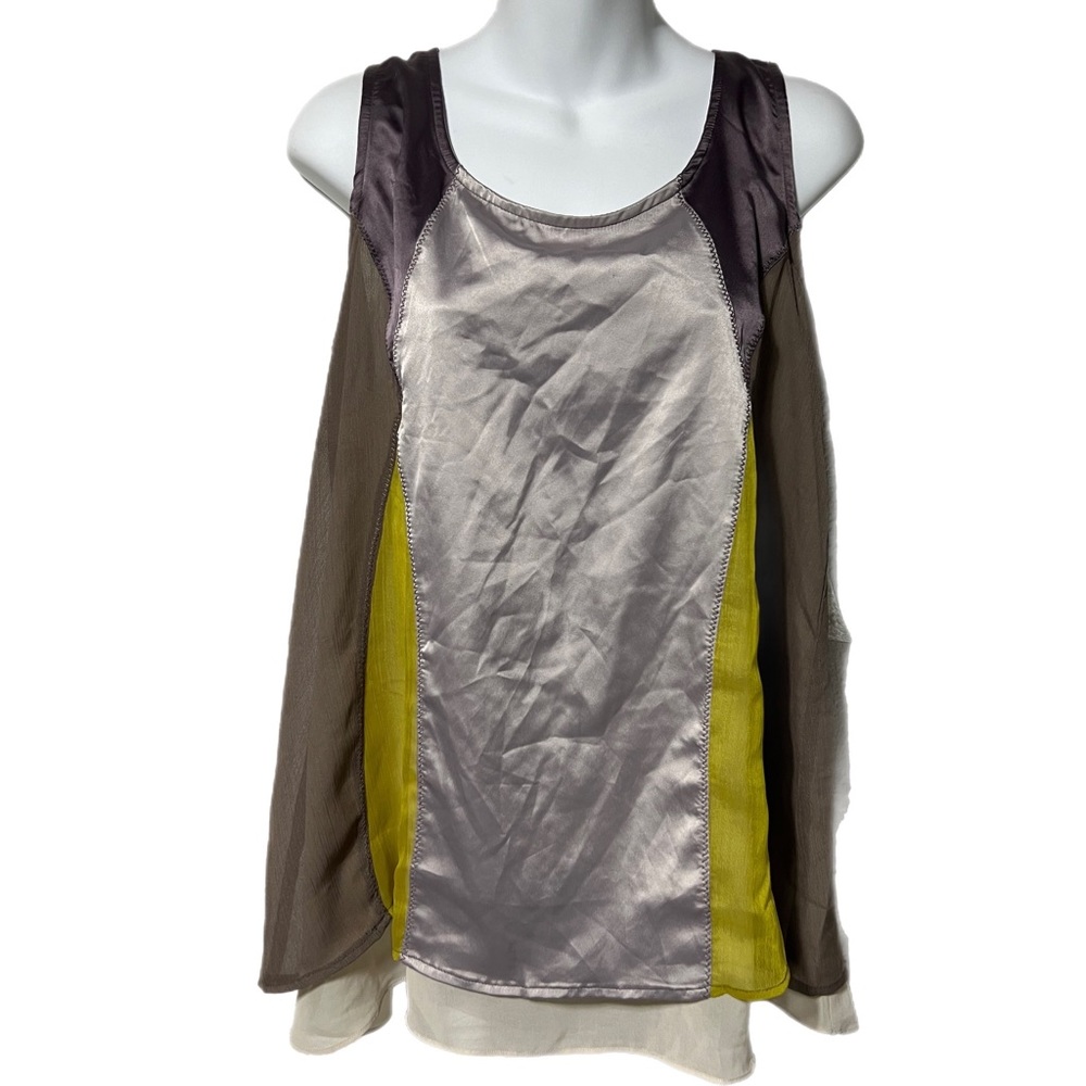 Hem & Thread Silky Chiffon Sleeveless Blouse Tank Top Shirt Size Medium